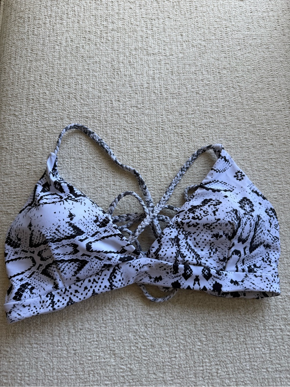 Zaful Black and White Snakeskin Printed Bikini Top
